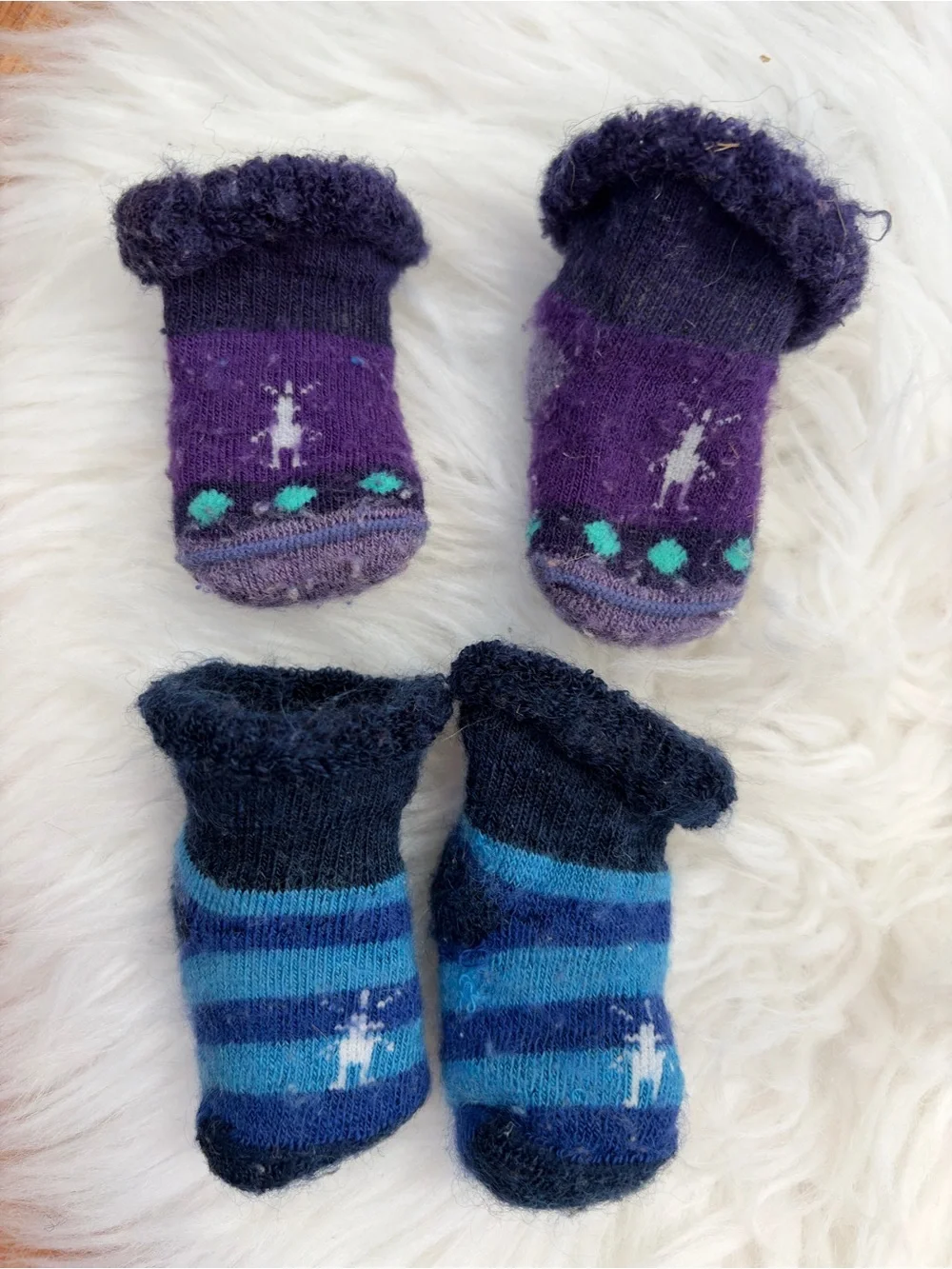 Newborn Smartwool Socks - Purple and Blue